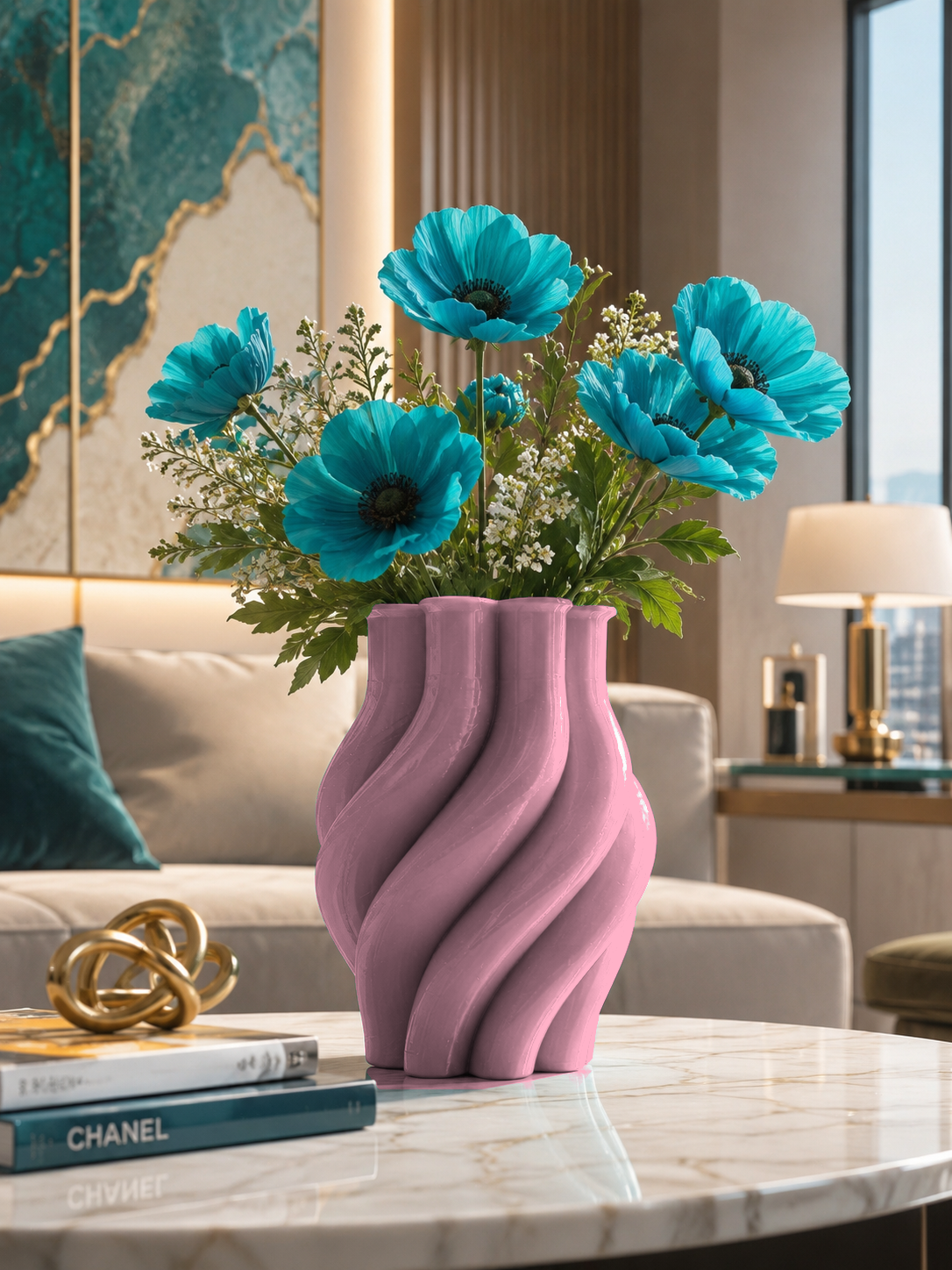 Jarrón Margherita – Jarrón de Diseño Moderno Impreso en 3D para Plantas y Flores | Macetero Decorativo de PETG para Decoración de Lujo del Hogar hecho en Italia - Color: Rosa [fjoccola-variant-color:Pink]