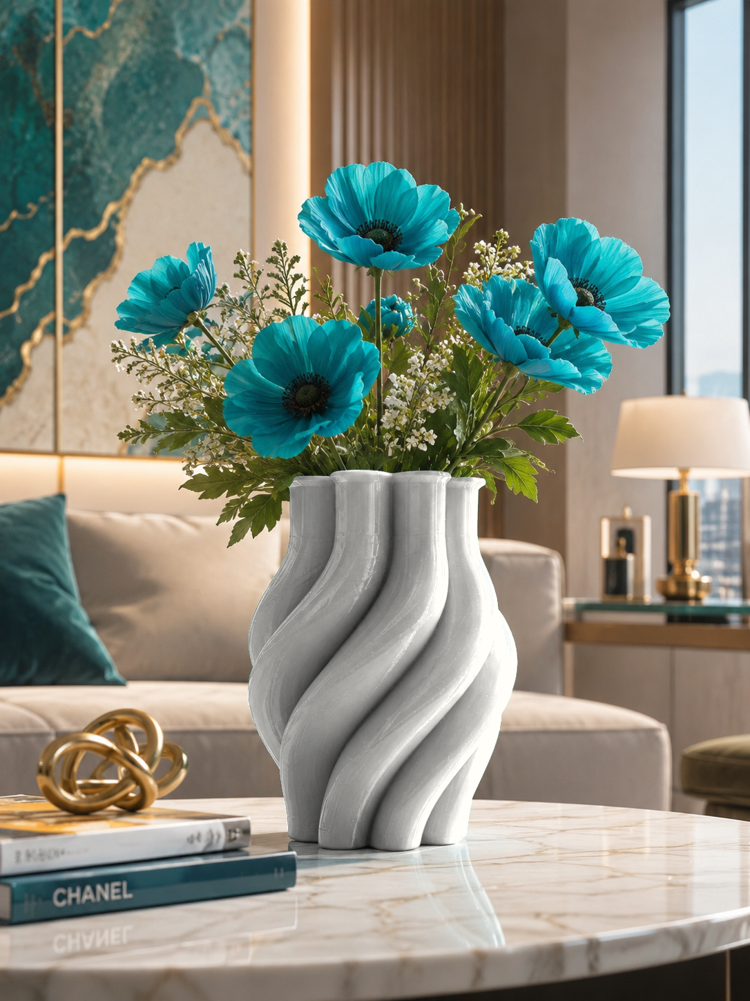 Jarrón Margherita – Jarrón de Diseño Moderno Impreso en 3D para Plantas y Flores | Macetero Decorativo de PETG para Decoración de Lujo del Hogar hecho en Italia - Color: Blanco [fjoccola-variant-color:White]