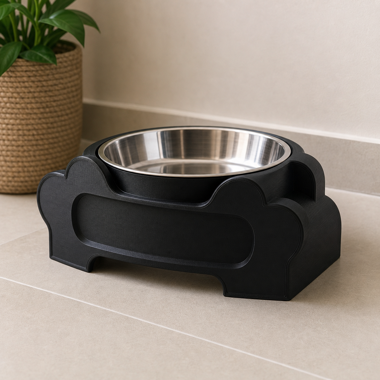 PawNest Personalized Pet Bowl Stand - product image, color: Black