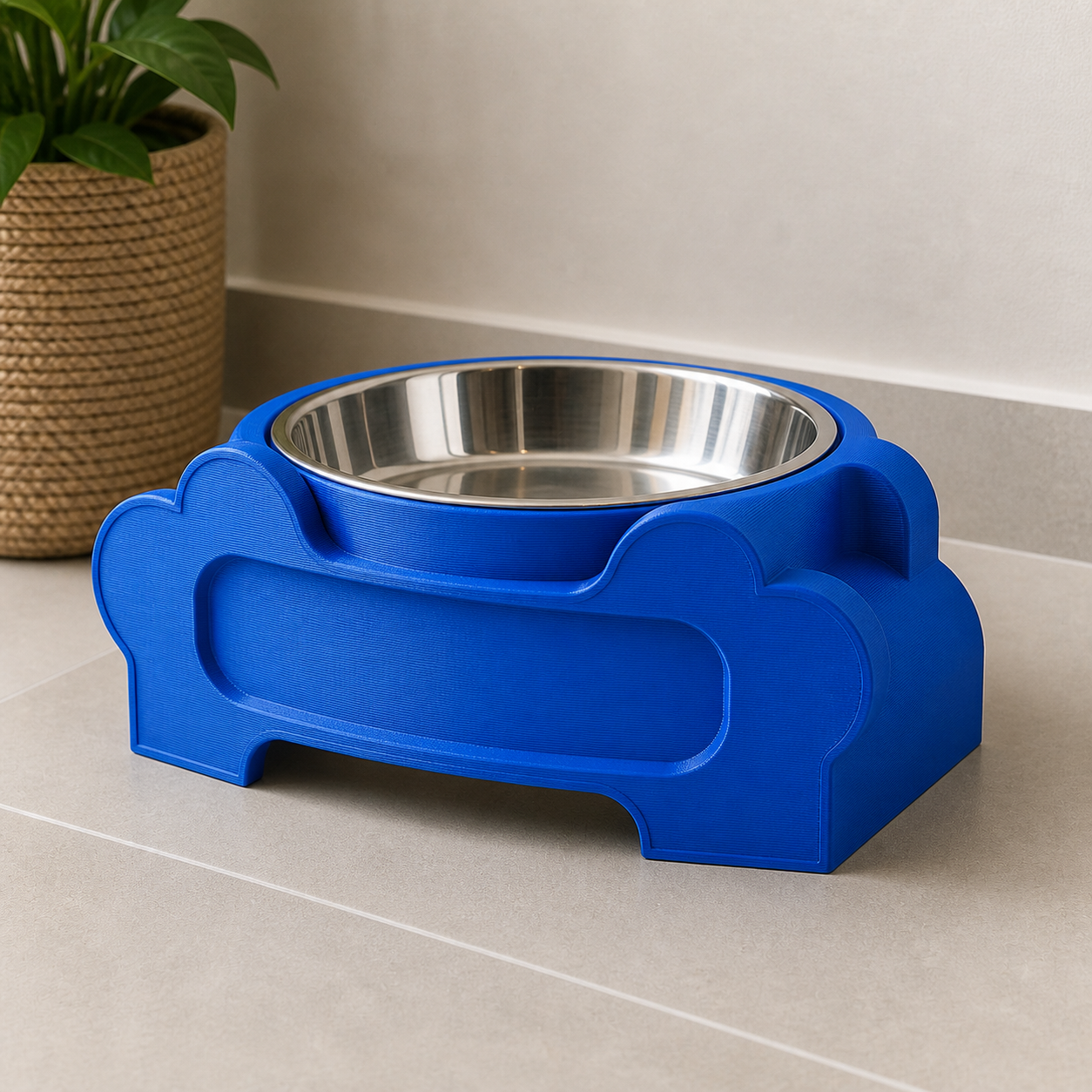PawNest Personalized Pet Bowl Stand - product image, color: Blue