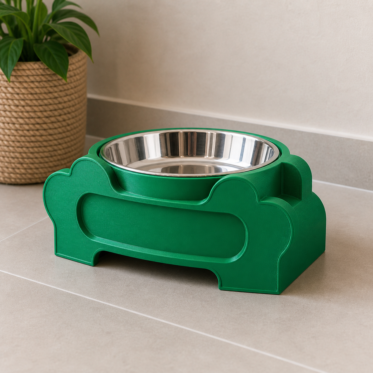 PawNest Personalized Pet Bowl Stand - product image, color: Green