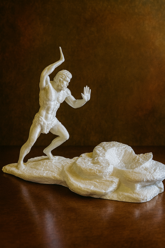 Portabottiglia a forma di uomo scultura in plastica bianca stampata in 3D