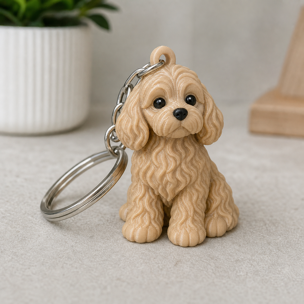 Portachiavi Cavapoo in PLA Silk – Cane 3D Artigianale, Accessorio per Chiavi, Idea Regalo Originale per Amanti dei Cani, Gadget Personalizzato - Color: Beige AI [fjoccola-variant-color:Beige] [fjoccola-ai:1783006692213]