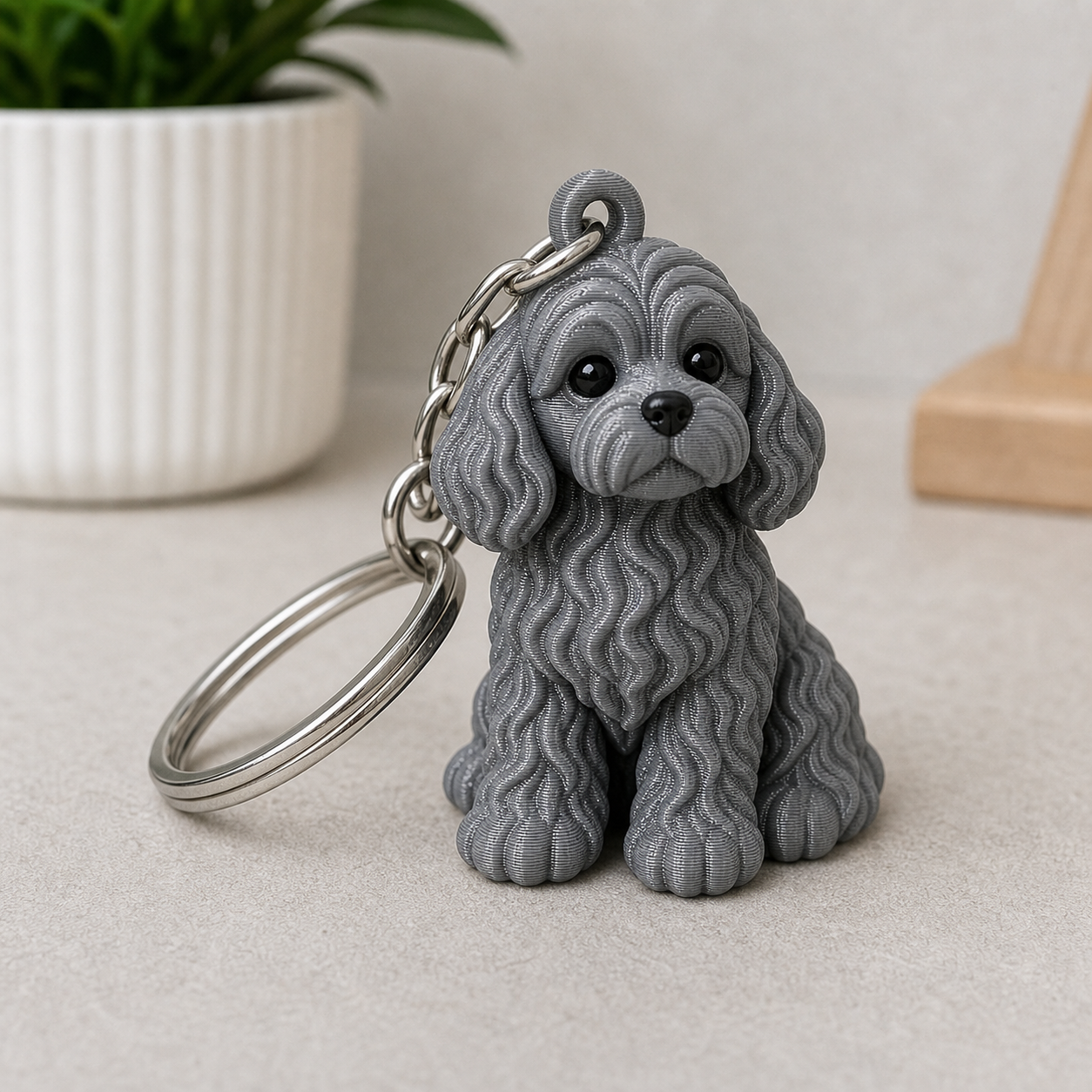 Portachiavi Cavapoo in PLA Silk – Cane 3D Artigianale, Accessorio per Chiavi, Idea Regalo Originale per Amanti dei Cani, Gadget Personalizzato - Color: Gray AI [fjoccola-variant-color:Gray] [fjoccola-ai:1783006913733]