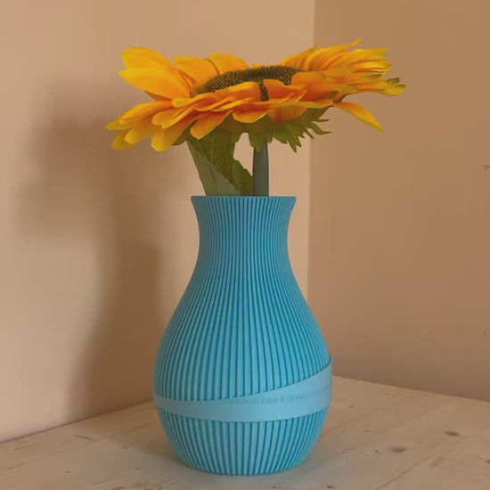 Elegant blue flower vase for modern home decor, luxury interior decoration, contemporary decorative vase video