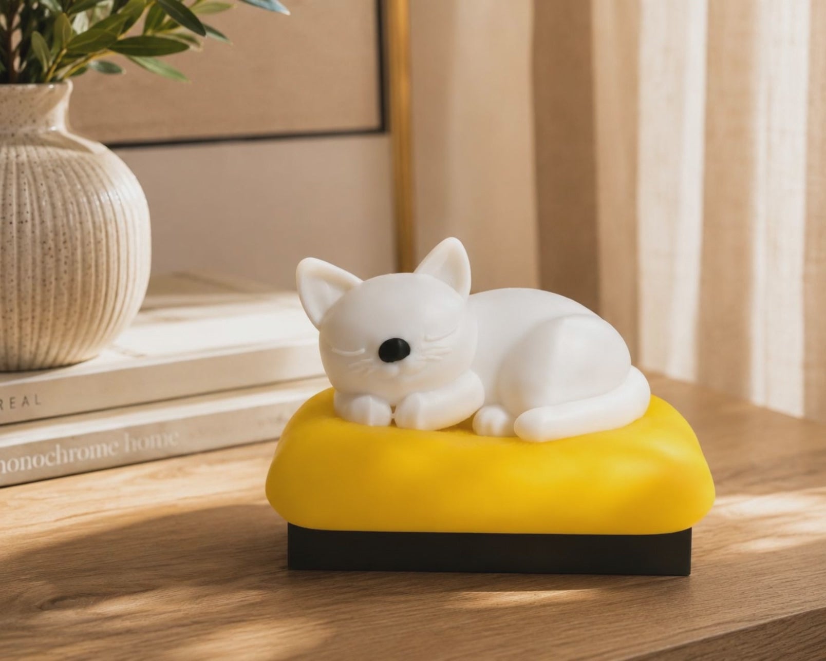Experience the beauty of the Sleeping Cat Sculpture, an exclusive 3D printed home decor piece by Fjoccola Design. This video showcases the sculpture's elegant design, premium craftsmanship, smooth finish, and realistic details from multiple angles. Perfect for decorating living rooms, bedrooms, offices, bookshelves, and modern interiors. Available in several colors and three sizes, it's an ideal gift for cat lovers and contemporary home decor enthusiasts.