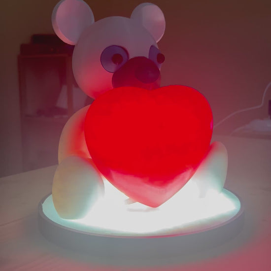 Cute bear LED lamp with glowing heart for modern home decor
