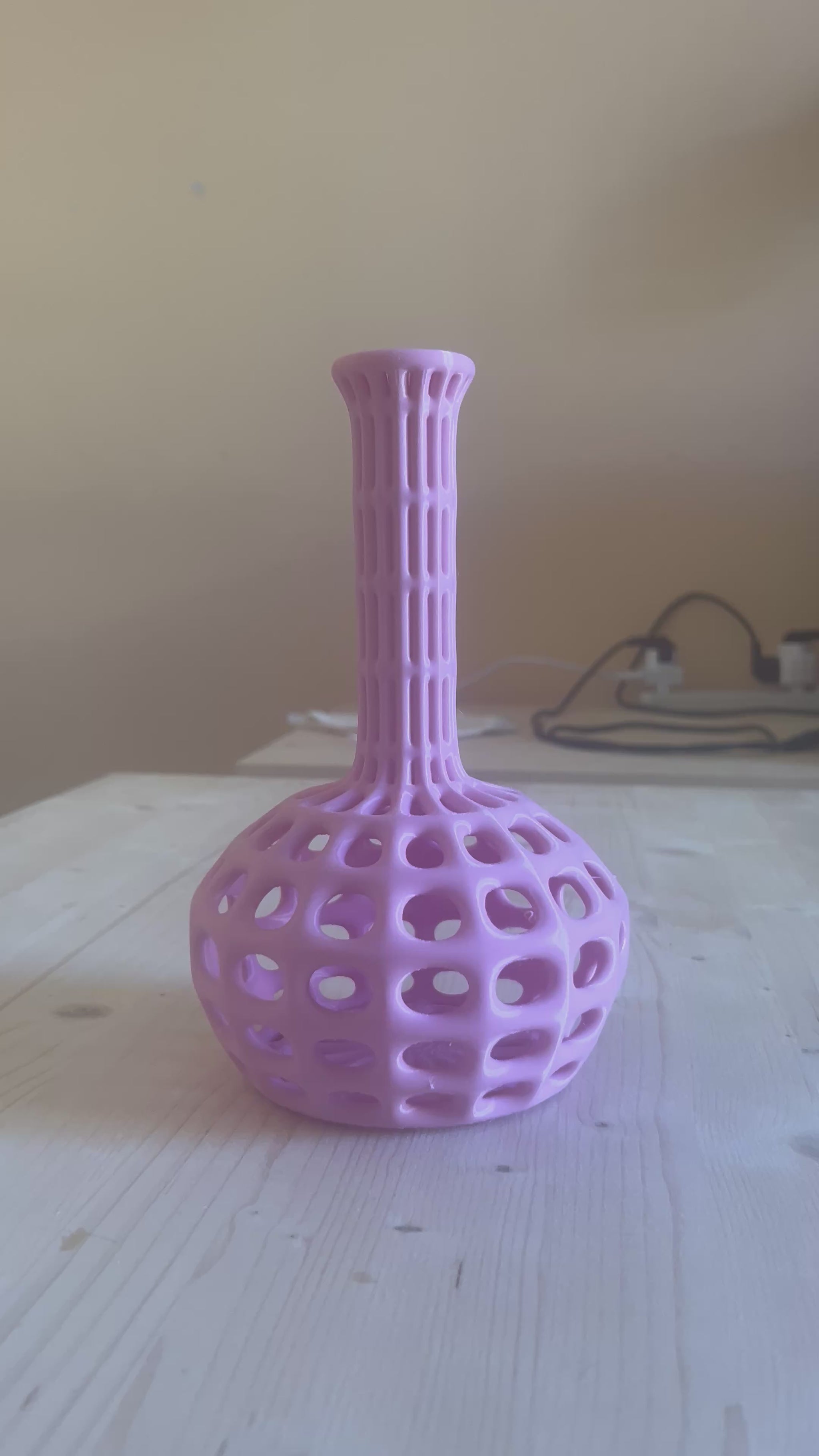 Atlantide Pink Designer Vase with flowers displayed on a woman's hand video.