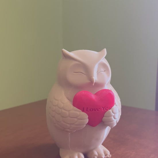 Owl ornament with red heart, unique couple gift and decorative keepsake for special occasions.