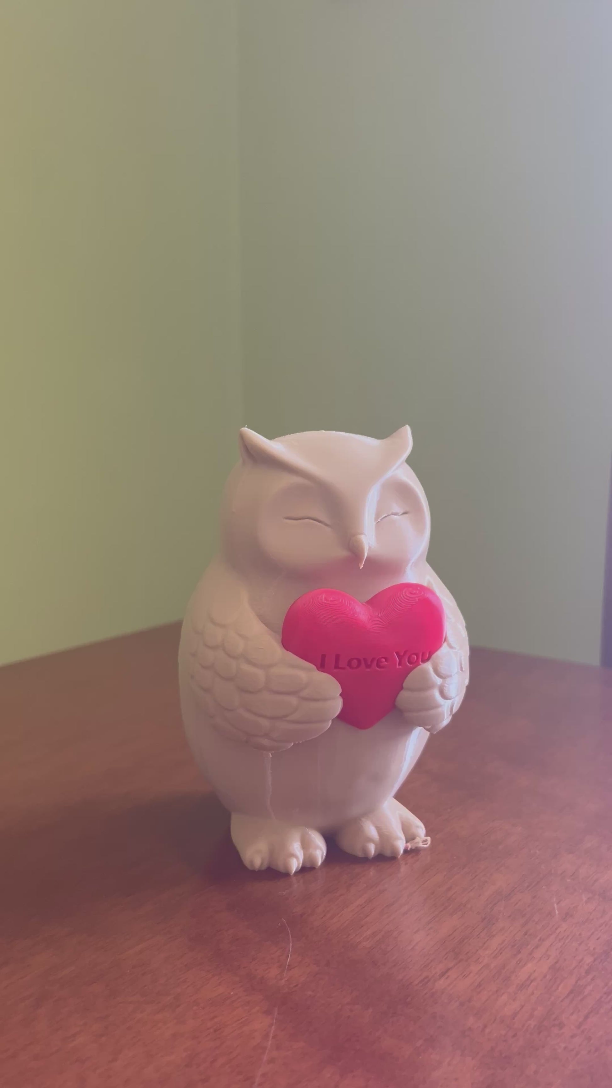 Owl ornament with red heart, unique couple gift and decorative keepsake for special occasions.