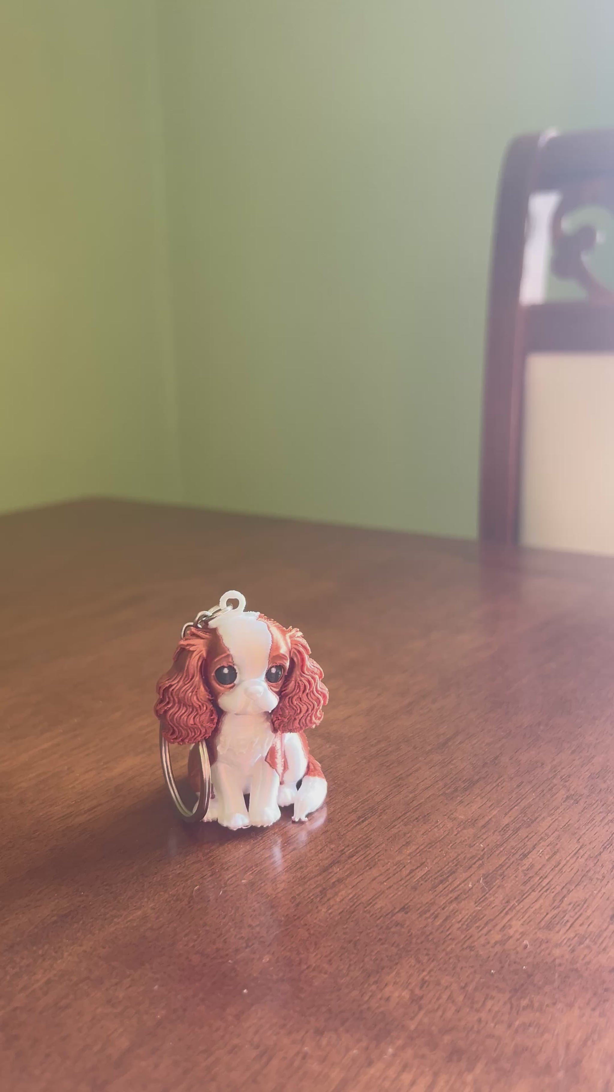 Watch the Cavalier King Charles 3D printed keychain in action. Premium PLA Silk finish, realistic details, handmade dog keyring and unique gift for pet lovers worldwide.