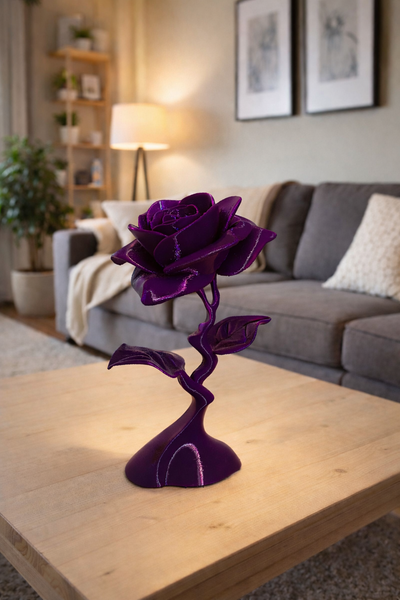 Rosa Monocolore – Scultura Decorativa Elegante a Fiore Design Moderno 14x10x24 cm