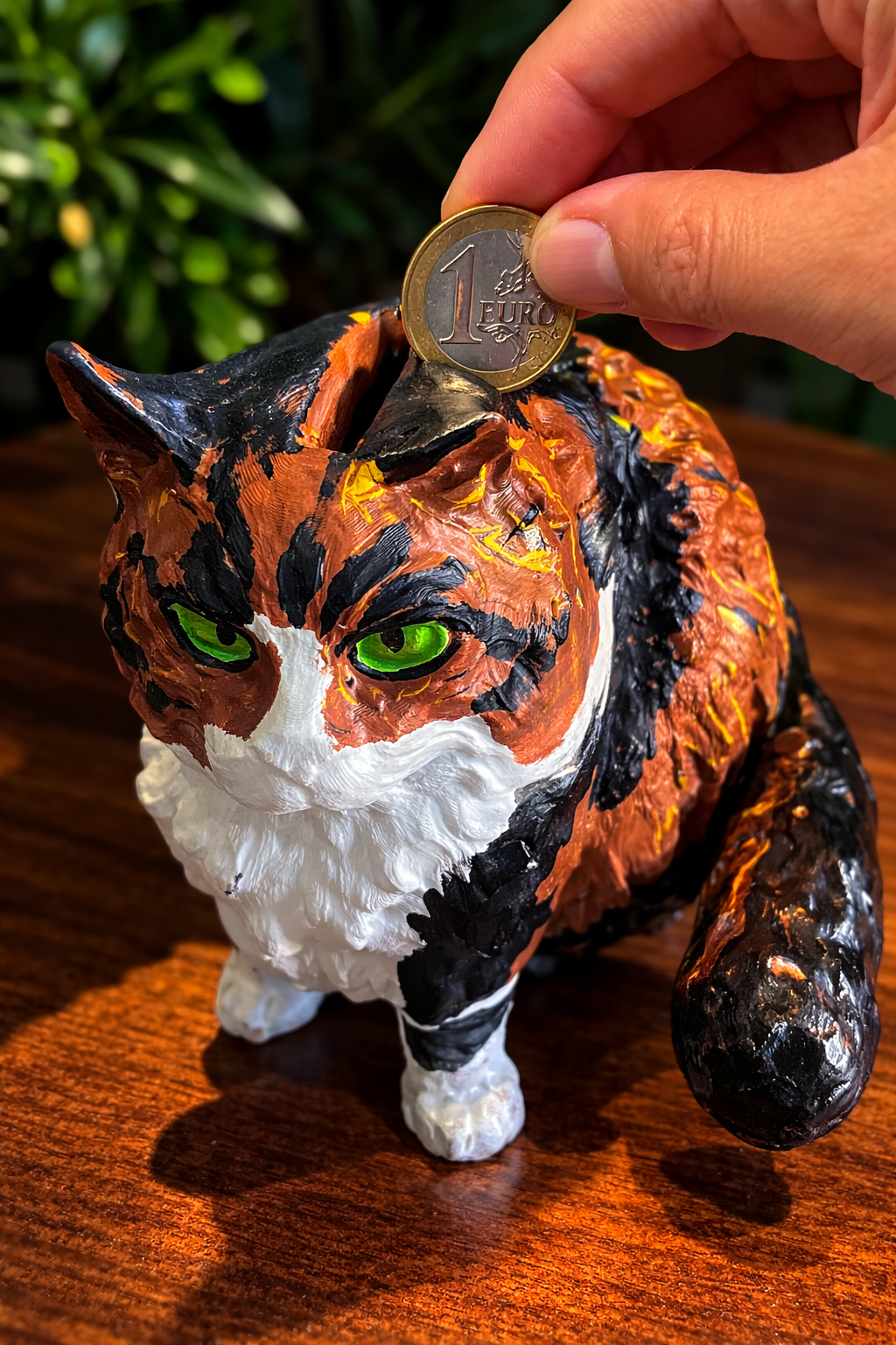 Salvadanaio gatto Marphy inserimento monete dettaglio funzionalità