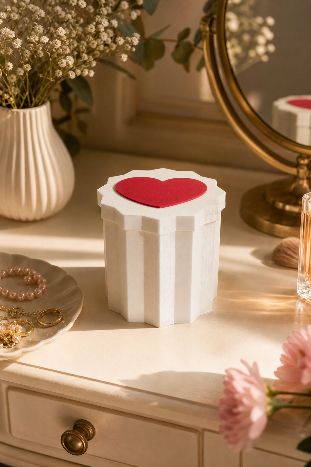 Portagioie Fjoccoloso con Cuore – Scatola Portagioielli Decorativa Design Moderno in PETG per Anelli, Collane e Gioielli - Default AI [fjoccola-variant-options:default] [fjoccola-ai:1782986832624]