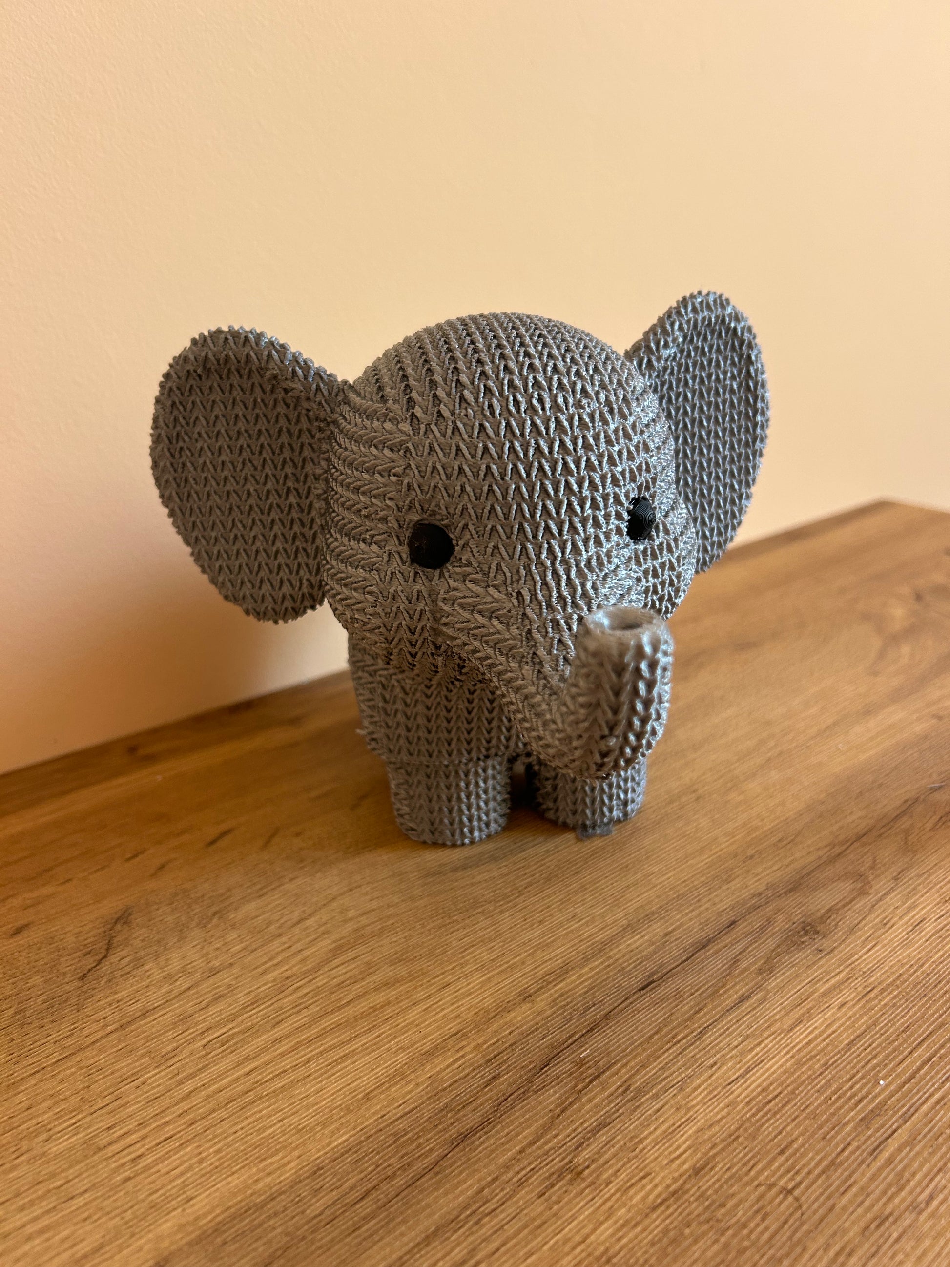 Scultura elefante 3D decorativa realizzata in PLA ecologico Made in Italy