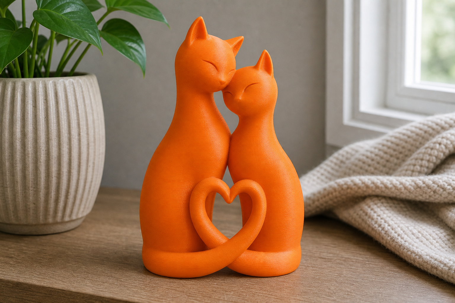 Love Cats Decorative Sculpture - product image, color: Orange
