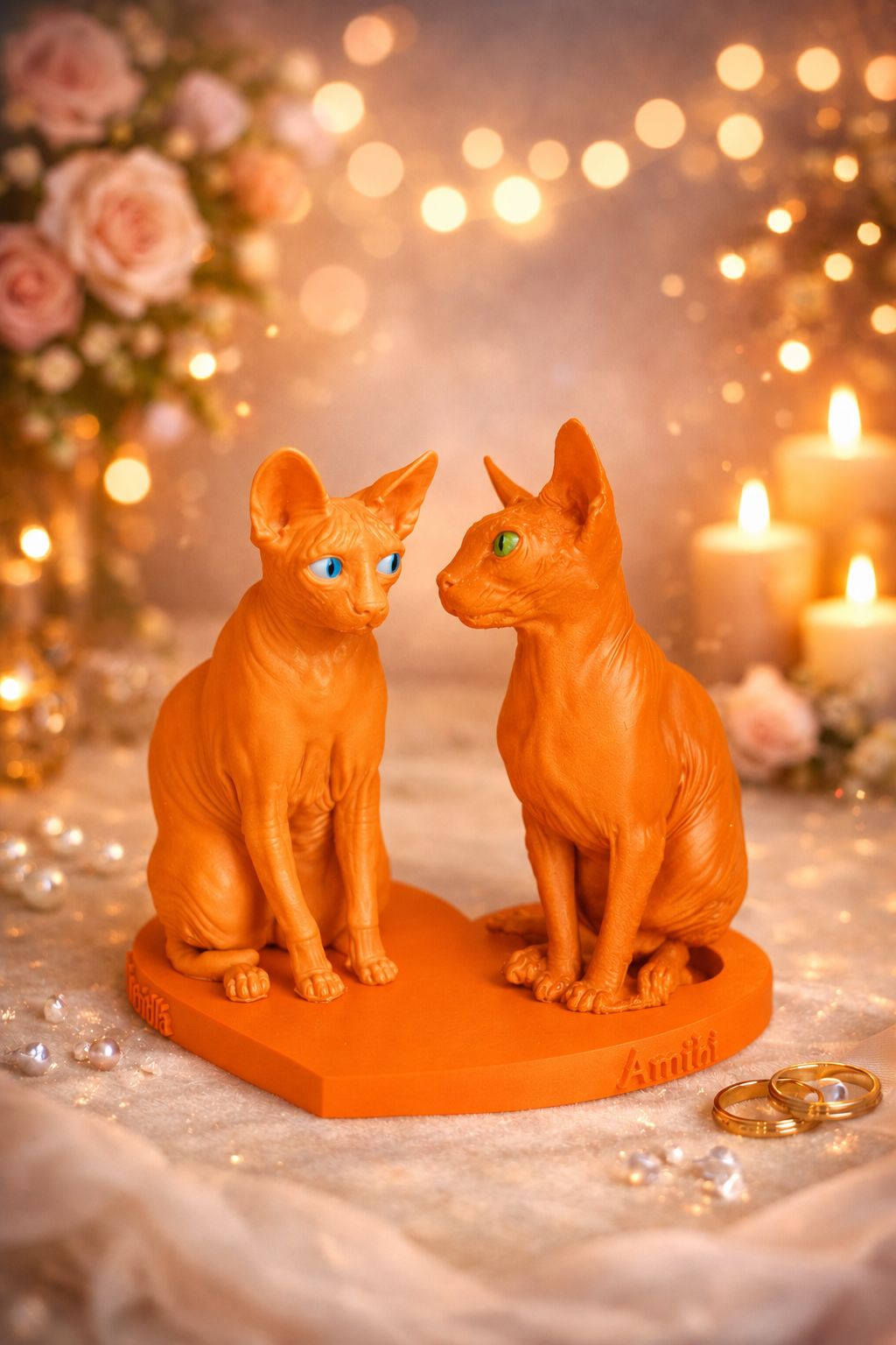 Scultura Love Cats – Decorazione Gatti Design Moderno 20x16x20 cm - Color: Arancione AI [fjoccola-variant-color:Arancione] [fjoccola-ai:1785675792046]