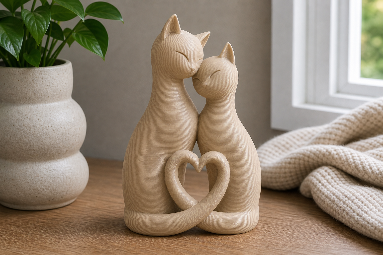 Love Cats Decorative Sculpture - product image, color: Beige