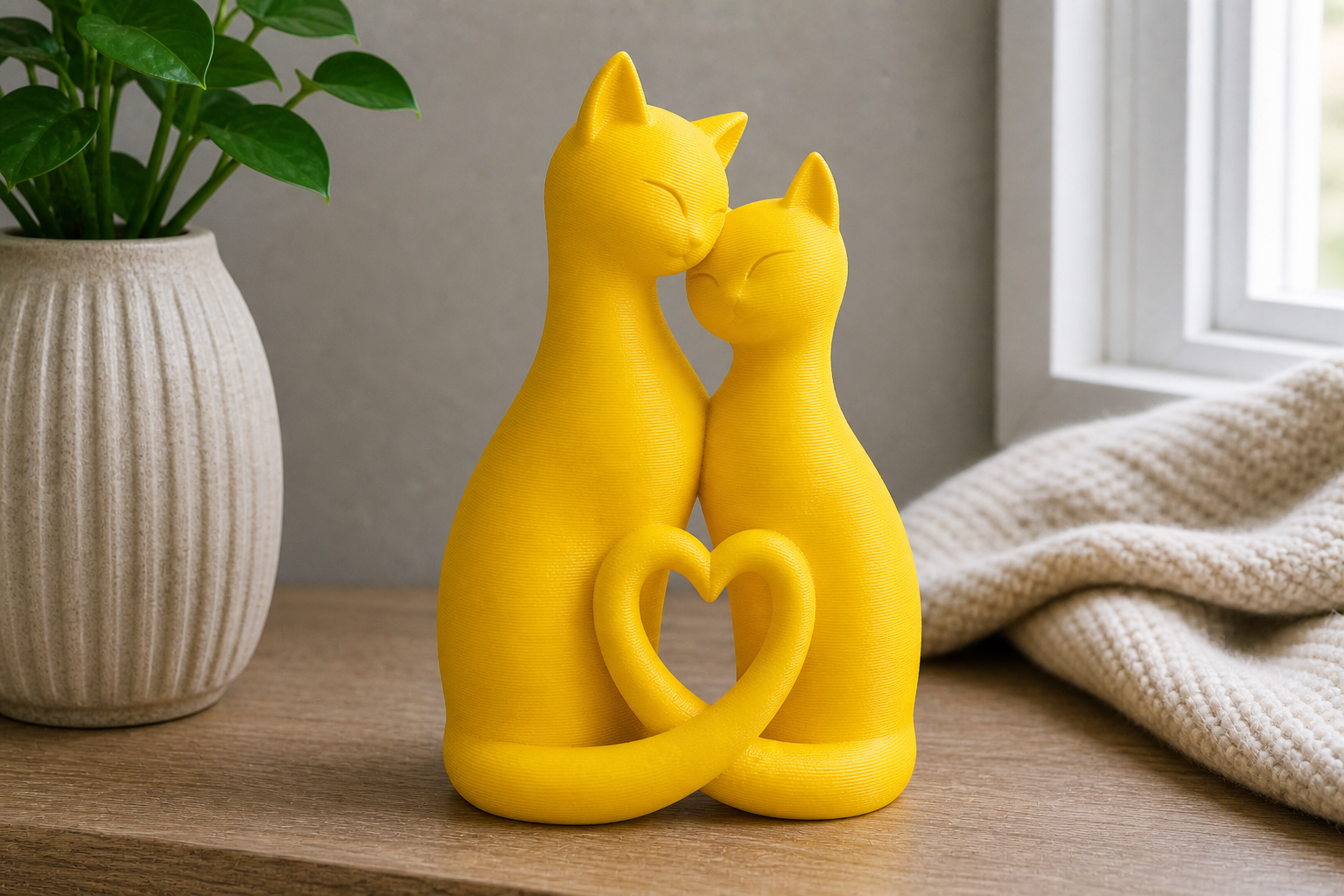 Love Cats Decorative Sculpture - product image, color: Yellow