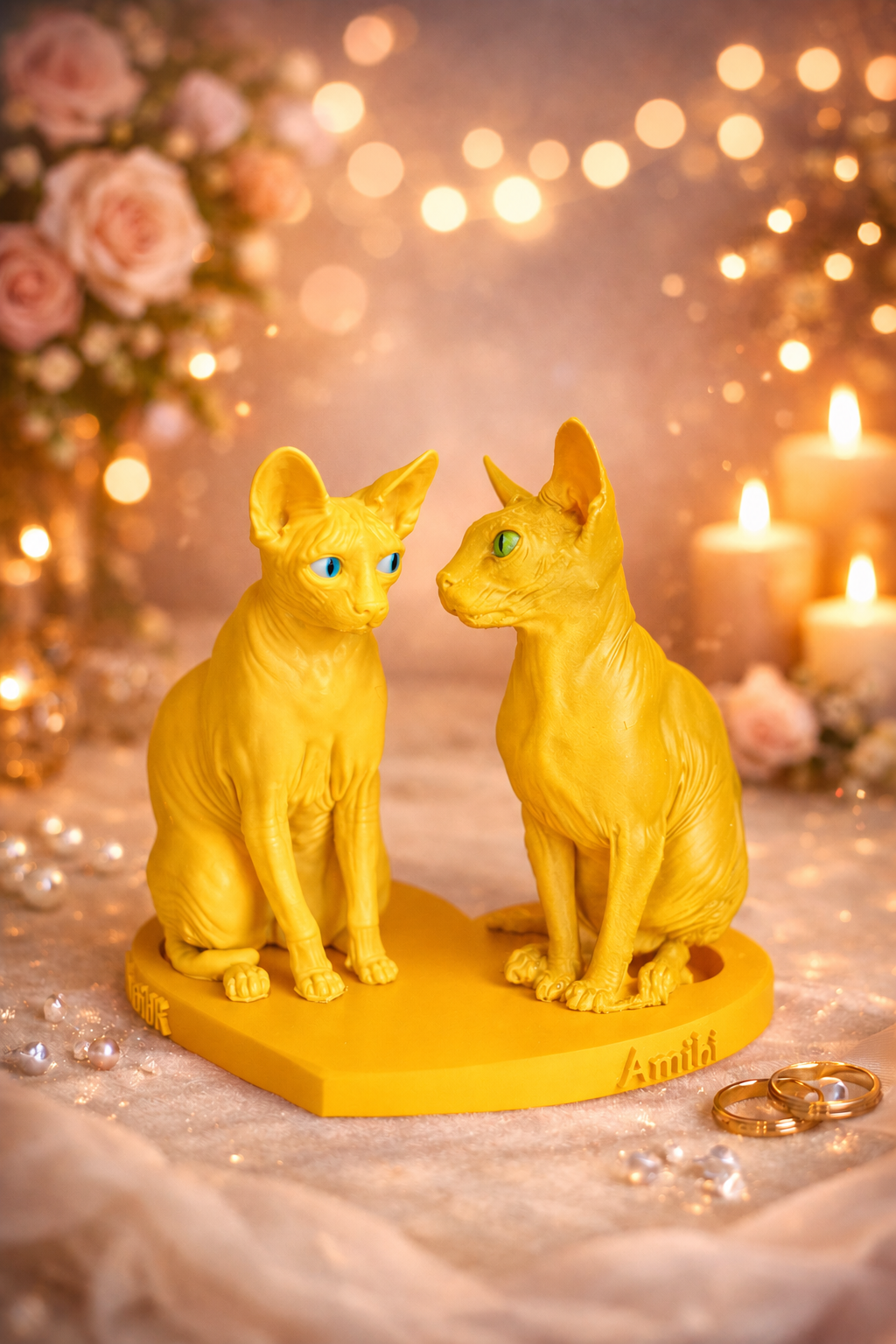 Scultura Love Cats – Decorazione Gatti Design Moderno 20x16x20 cm - Color: Giallo AI [fjoccola-variant-color:Giallo] [fjoccola-ai:1785675898083]
