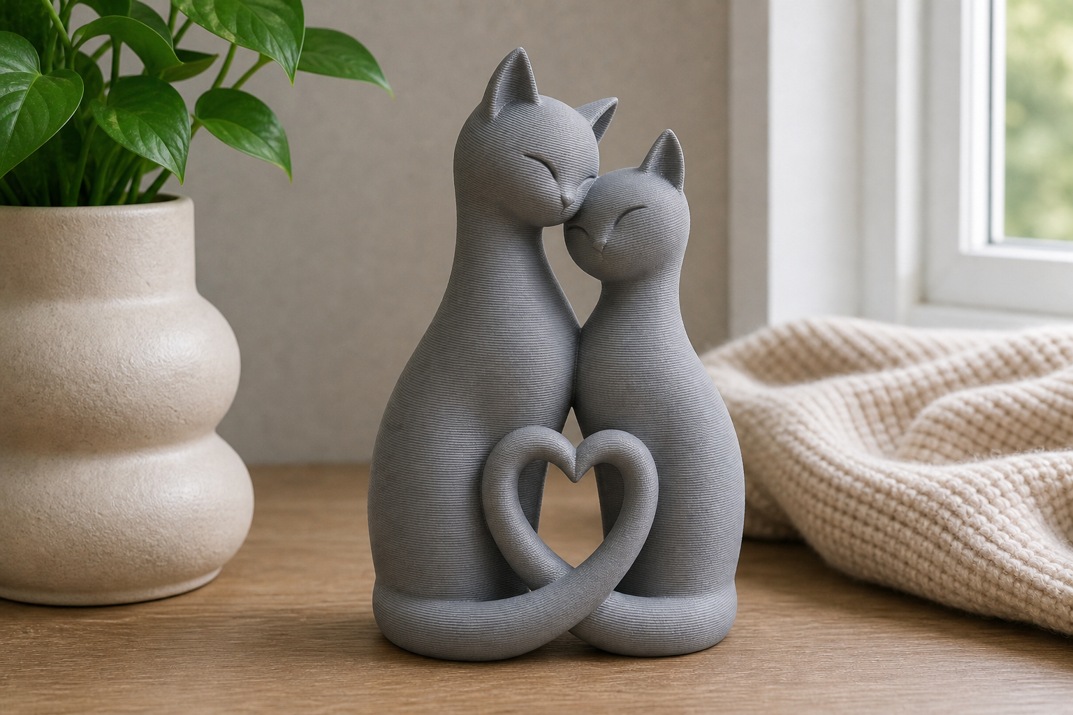 Love Cats Decorative Sculpture - product image, color: Gray