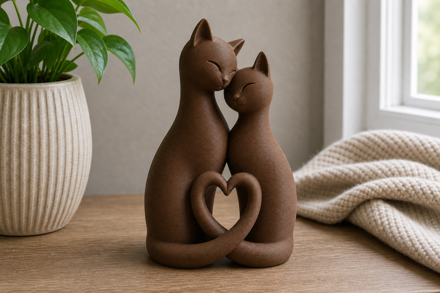 Love Cats Decorative Sculpture - product image, color: Brown