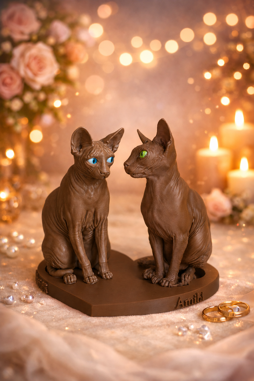 Scultura Love Cats – Decorazione Gatti Design Moderno 20x16x20 cm - Color: Marrone AI [fjoccola-variant-color:Marrone] [fjoccola-ai:1785675967278]