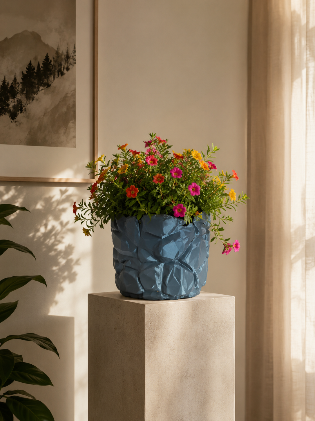 Vaso decorativo in PLA effetto pietra, vista laterale