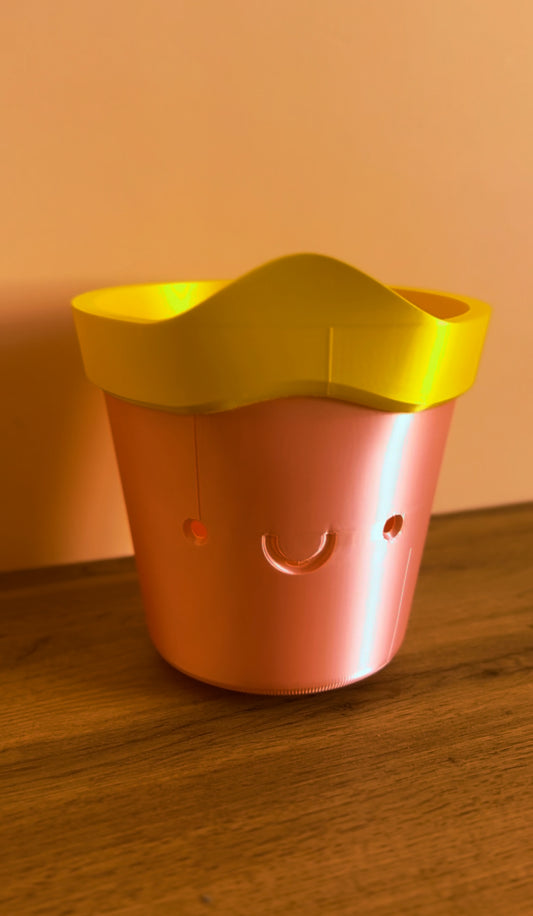 Vaso 3D Felice in PLA ecologico, design con volto sorridente