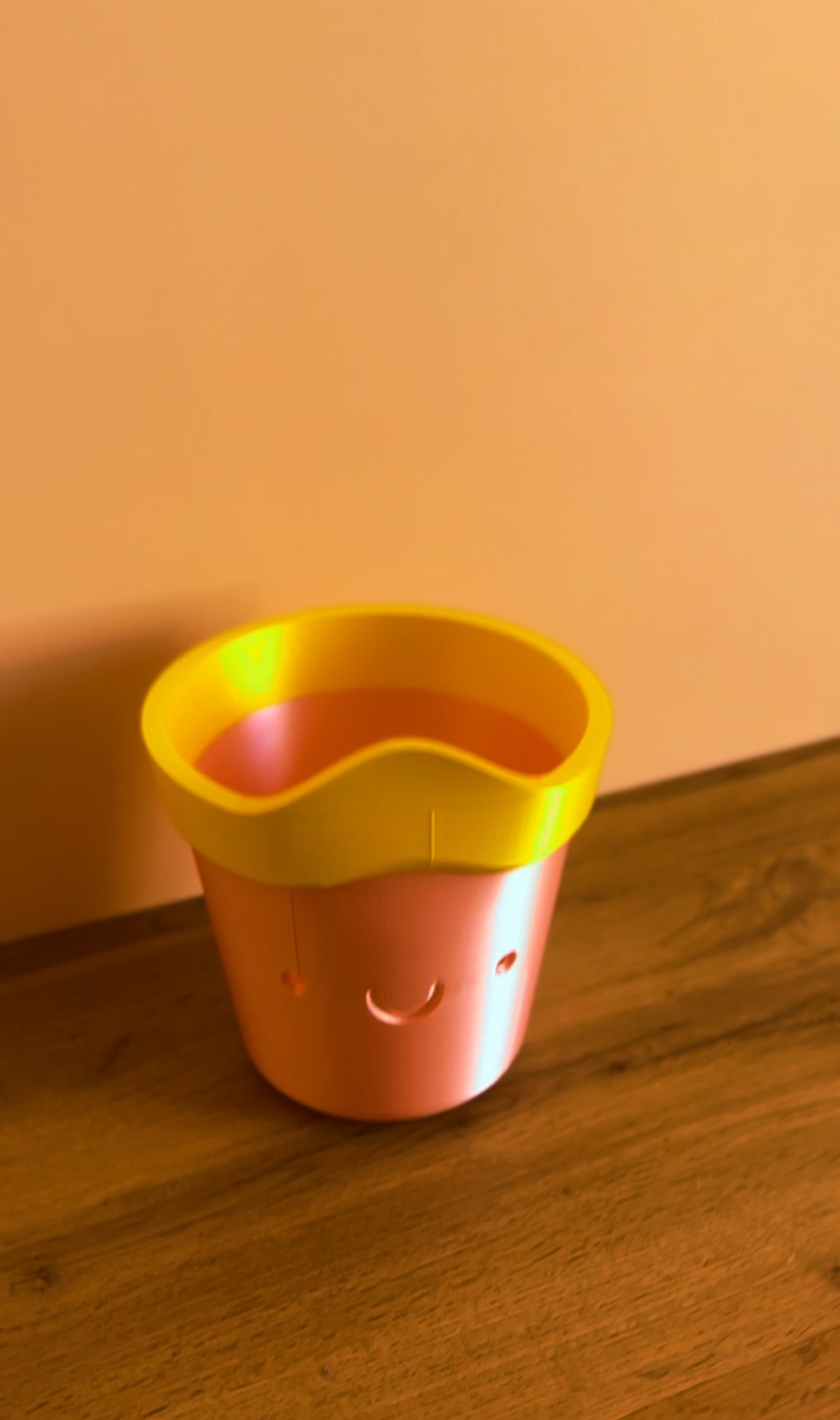 Vista frontale del Vaso 3D Felice stampato in 3D Made in Italy