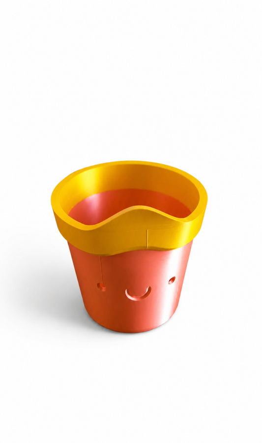 Vista frontale del Vaso 3D Felice stampato in 3D Made in Italy