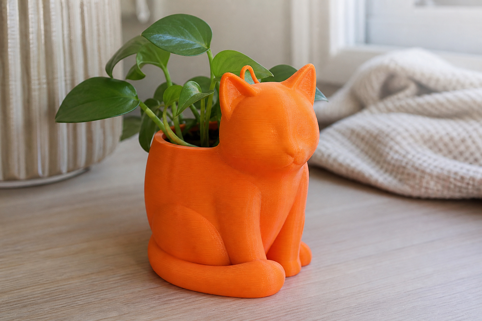 Vase a Cat – Porta Pianta Decorativo Stampato in 3D - Color: Orange