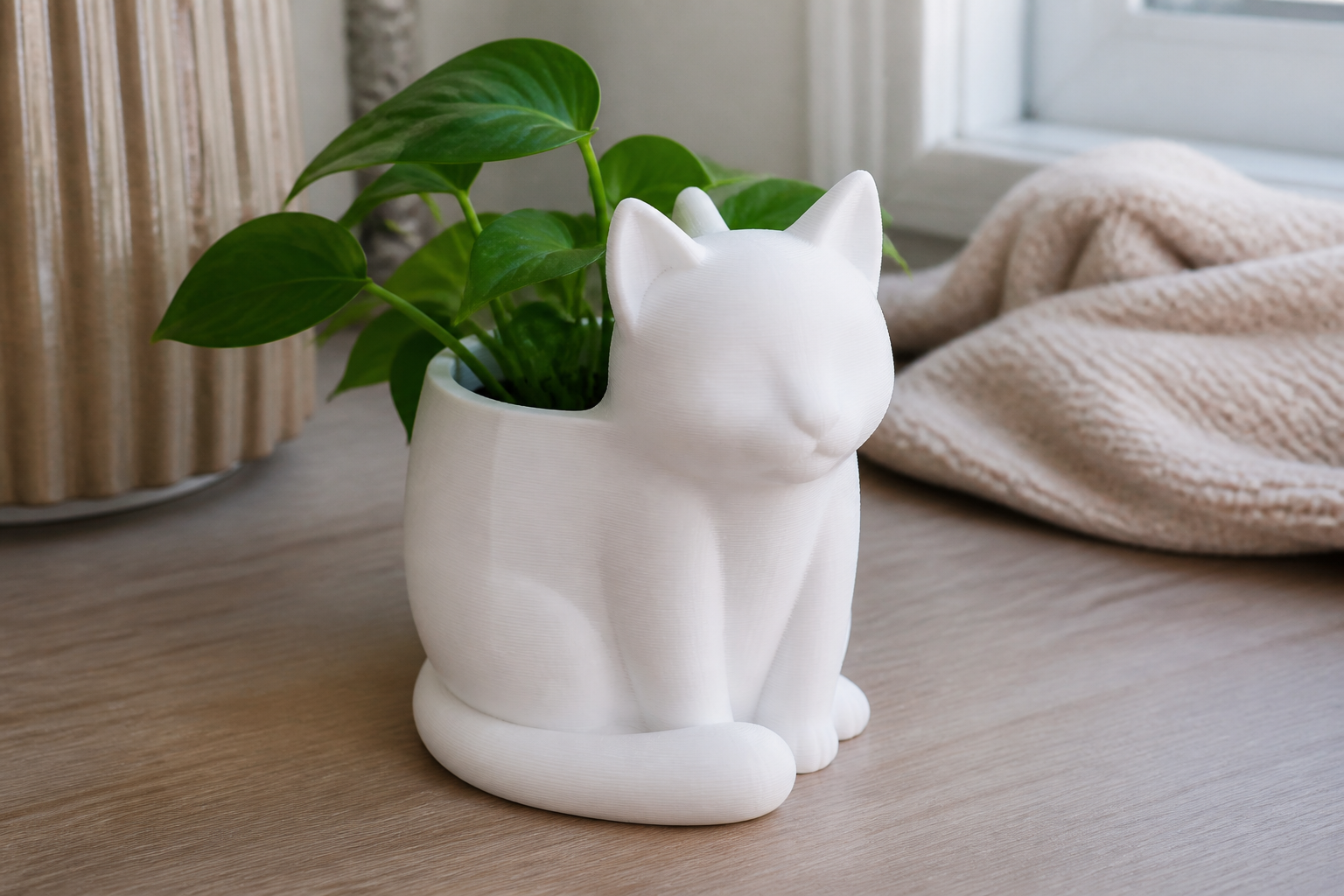 Vase a Cat – Porta Pianta Decorativo Stampato in 3D - Color: White