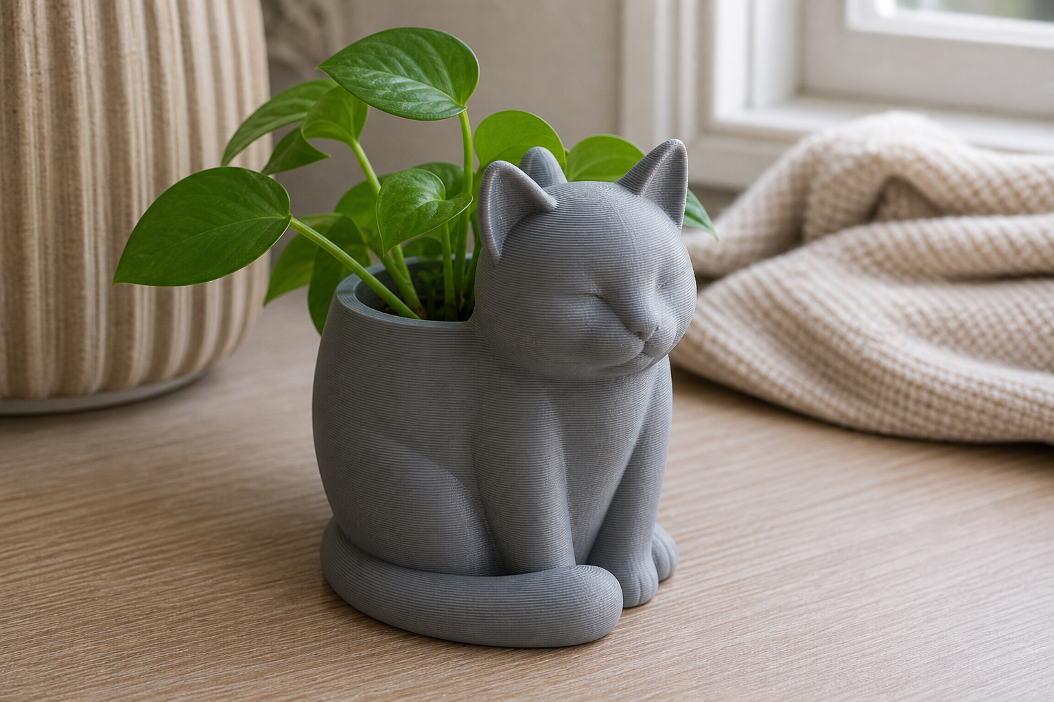 Vase a Cat – Porta Pianta Decorativo Stampato in 3D - Color: Gray