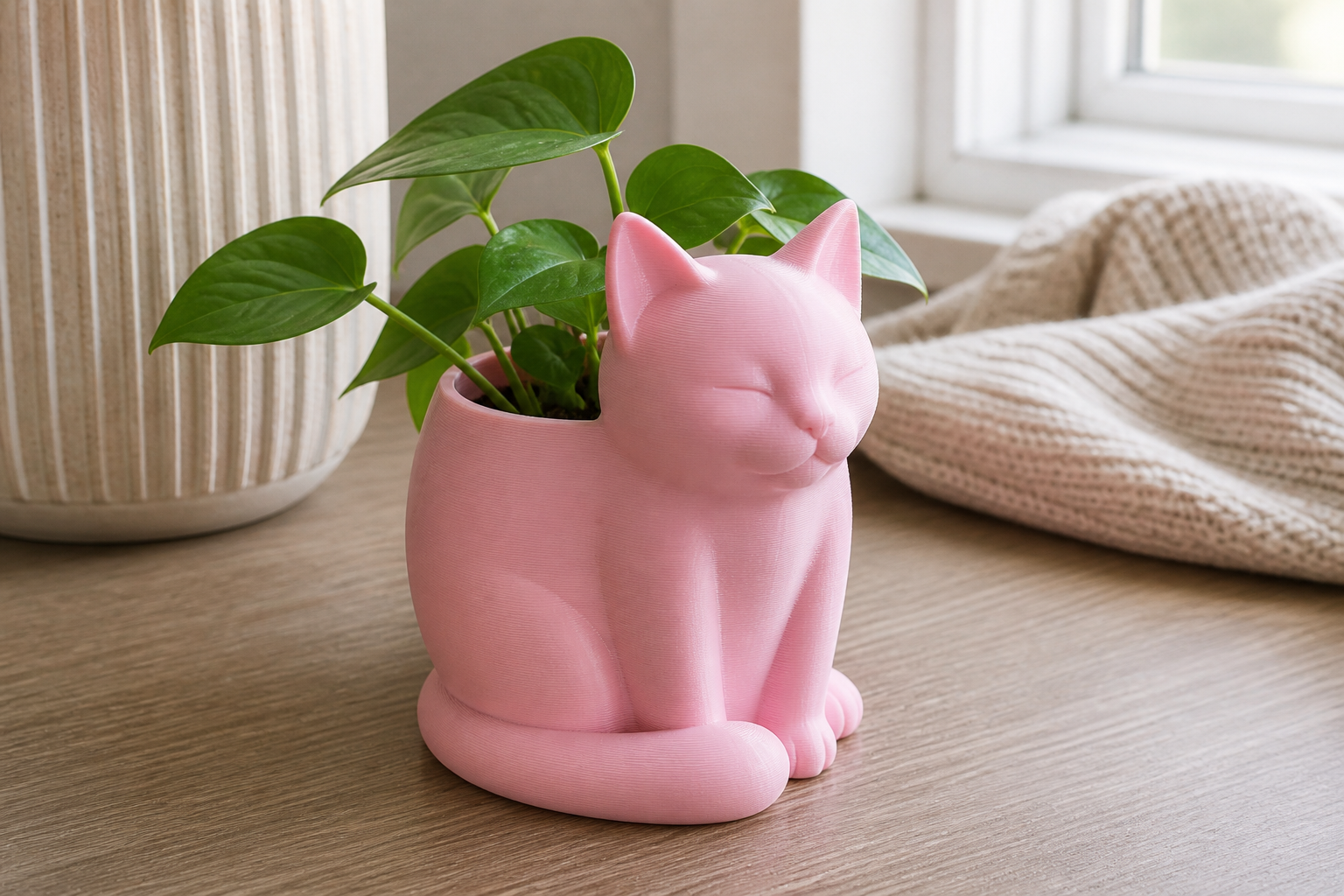Vase a Cat – Porta Pianta Decorativo Stampato in 3D - Color: Pink