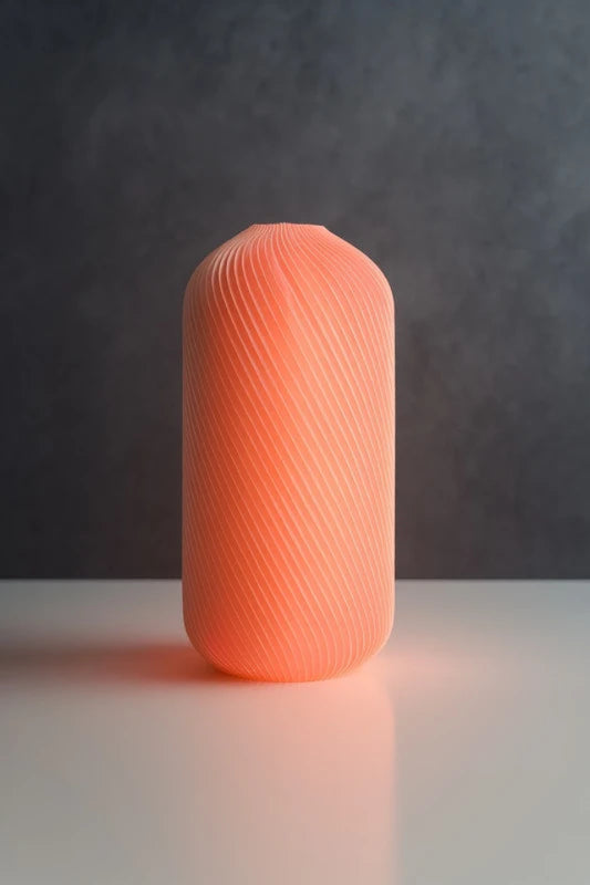 Vaso decorativo rosa-arancione lucido in plastica stampata in 3D