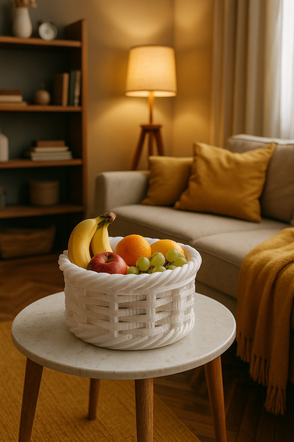 Vaso bianco stile vimini 3D per arredamento casa o ufficio