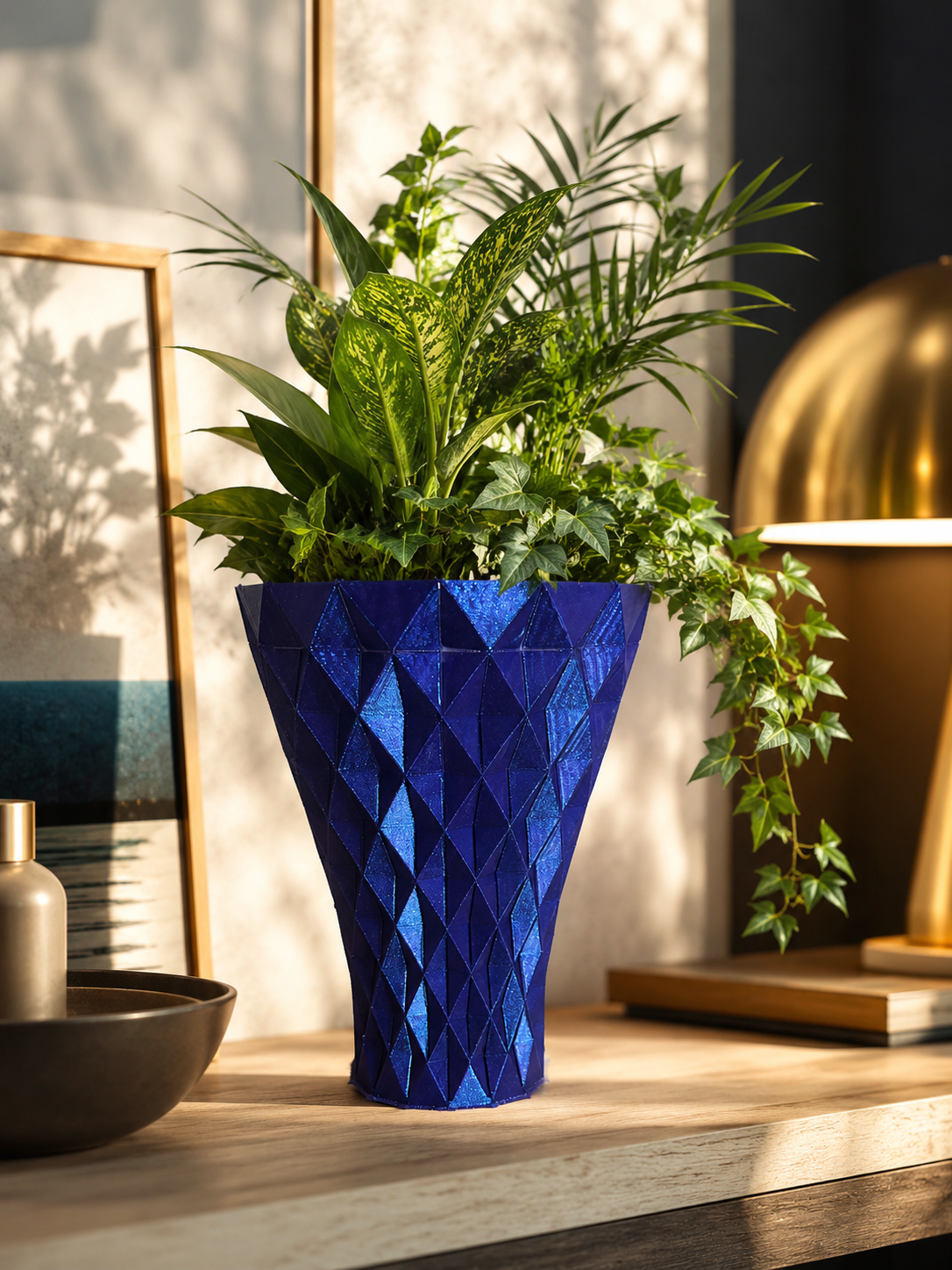 Vaso Luce Prisma 3D vista frontale – vaso decorativo moderno in stampa 3D