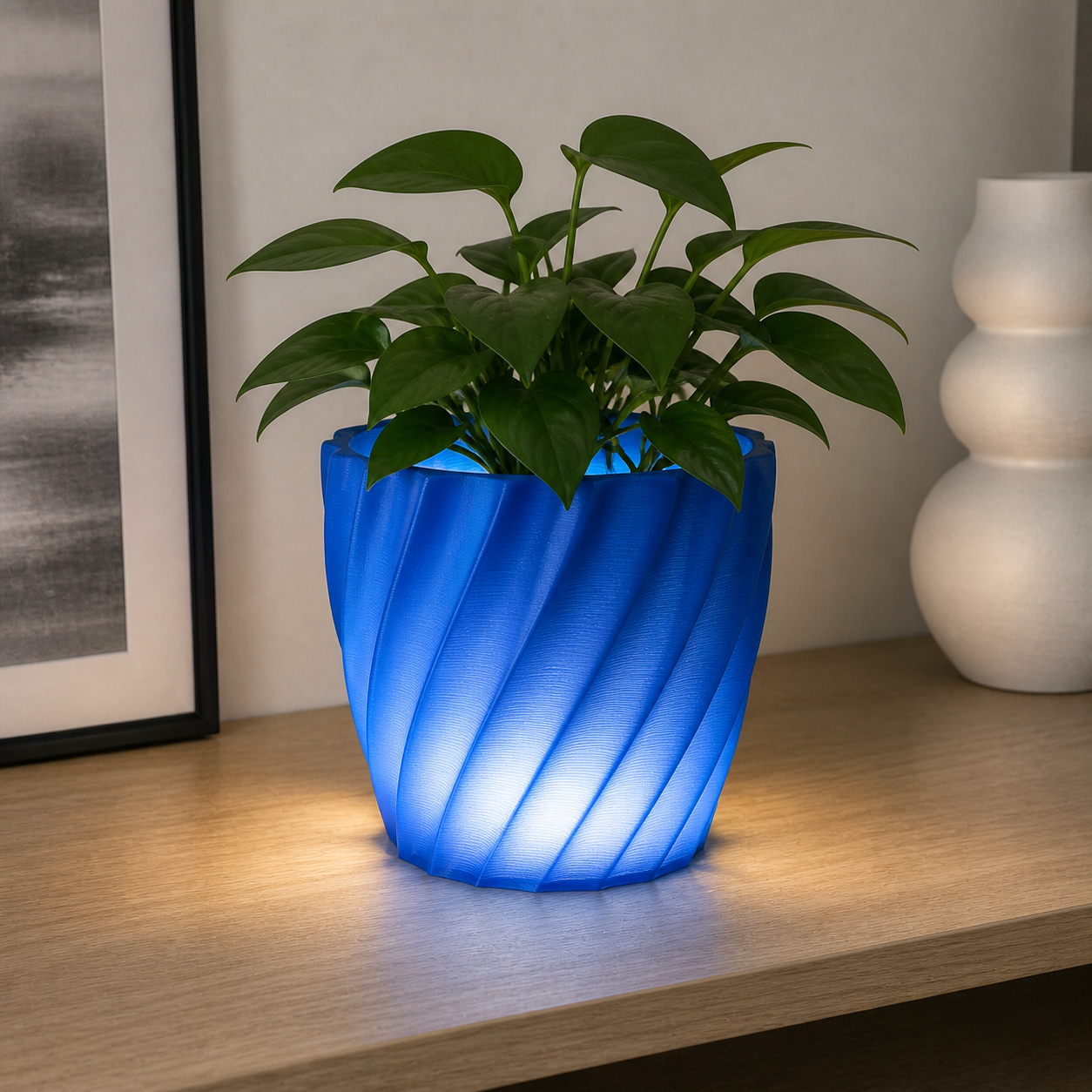 Vase Luminoso LED di Design – Vase Moderno Decorativo per Arredamento Casa, Salotto e Ufficio - Color: Blue