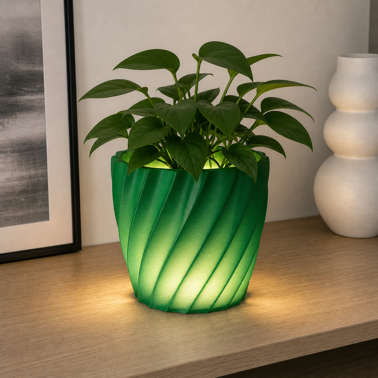 Vase Luminoso LED di Design – Vase Moderno Decorativo per Arredamento Casa, Salotto e Ufficio - Color: Green