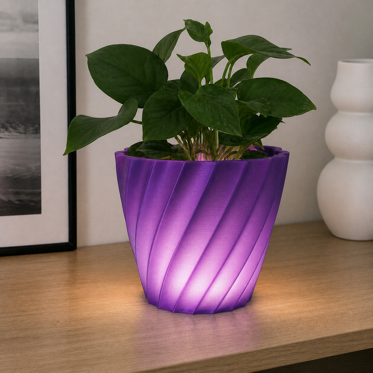 Vase Luminoso LED di Design – Vase Moderno Decorativo per Arredamento Casa, Salotto e Ufficio - Color: Purple