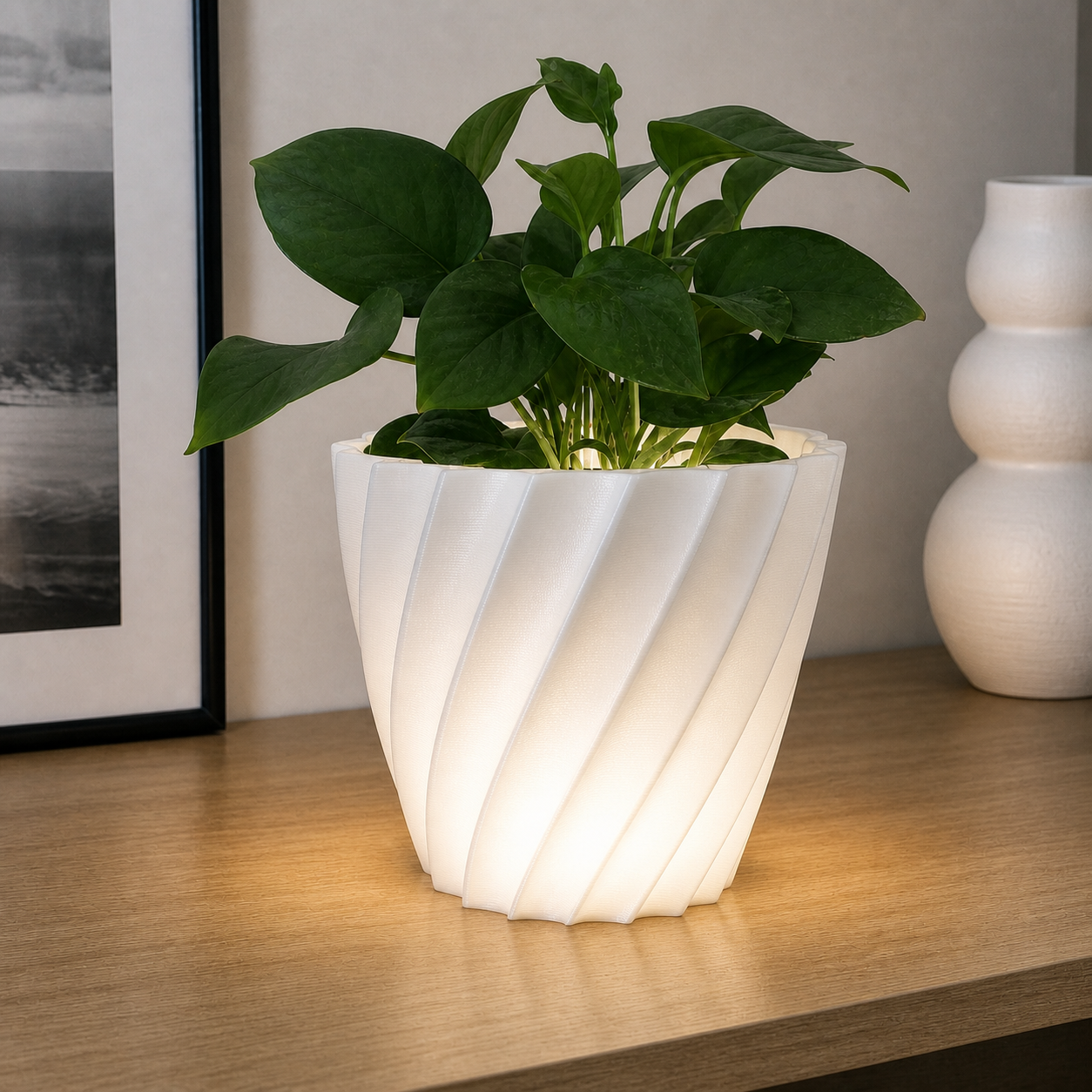 Vase Luminoso LED di Design – Vase Moderno Decorativo per Arredamento Casa, Salotto e Ufficio - Color: White