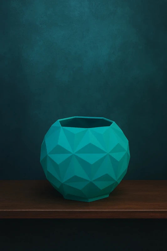 Vaso minimal verde per piante o decorazioni da interno, design moderno