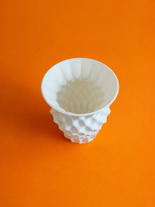 Vista dall’alto del Vaso 3D Narciso – complemento d’arredo artigianale