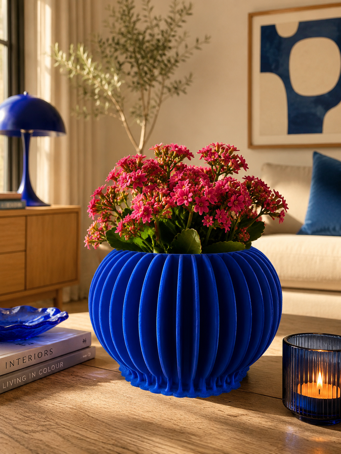 Vaso Sfera Elegante 3D realizzato in PETG ecologico Made in Italy, design moderno e armonioso.