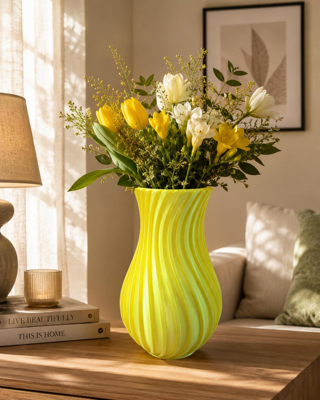 Vaso Sonnino stampato in 3D con design a spirale Made in Italy